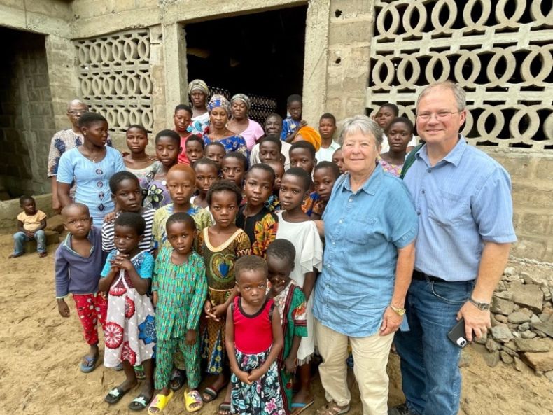 Richard and Barbara England with Children in Benin